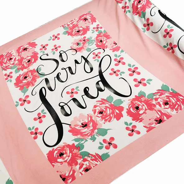 Pink Flowers on White Printed Polar Fleece Design 96 - 1.28M Panel
