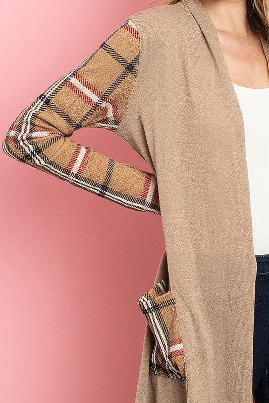 Plaid Contrast Kimono Top
