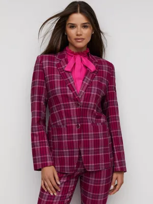Plaid Double-Button Blazer