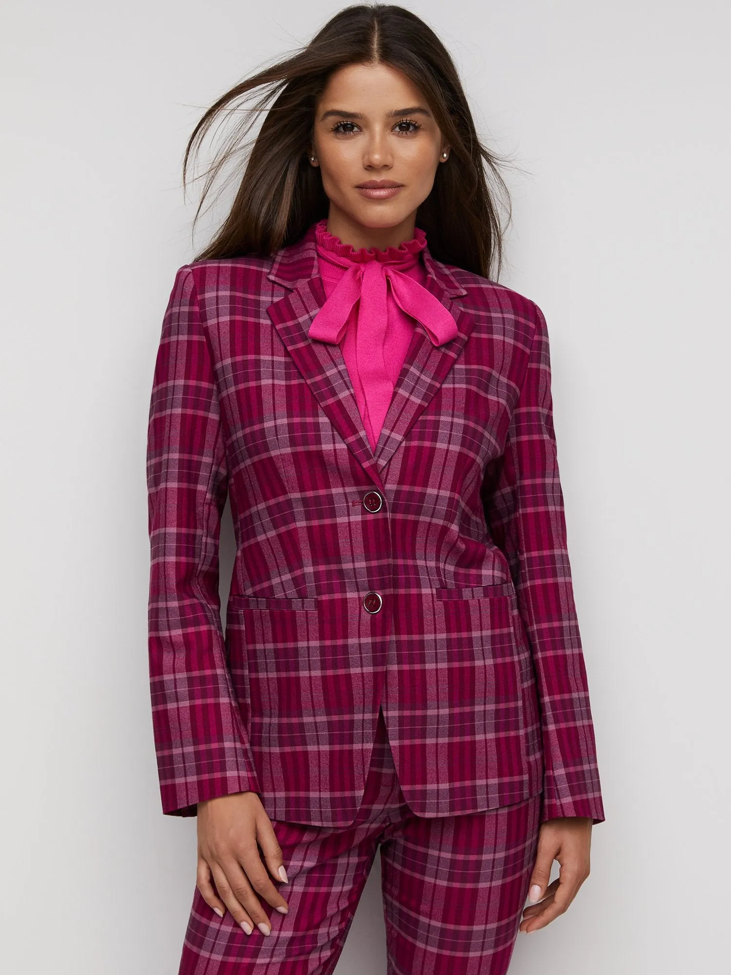 Plaid Double-Button Blazer