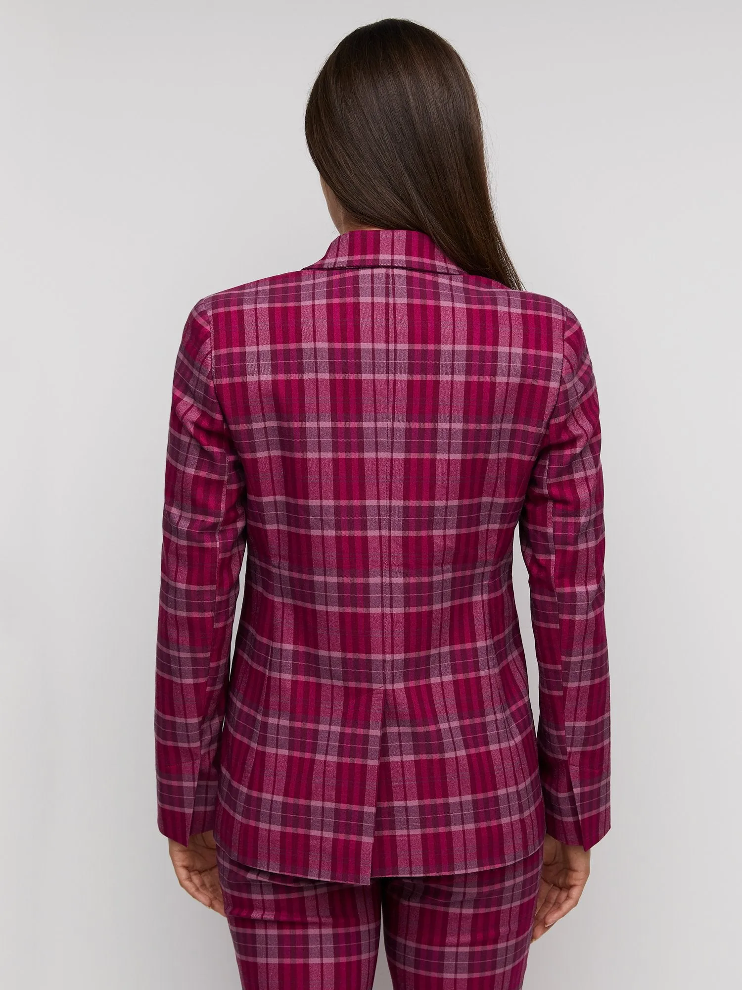 Plaid Double-Button Blazer