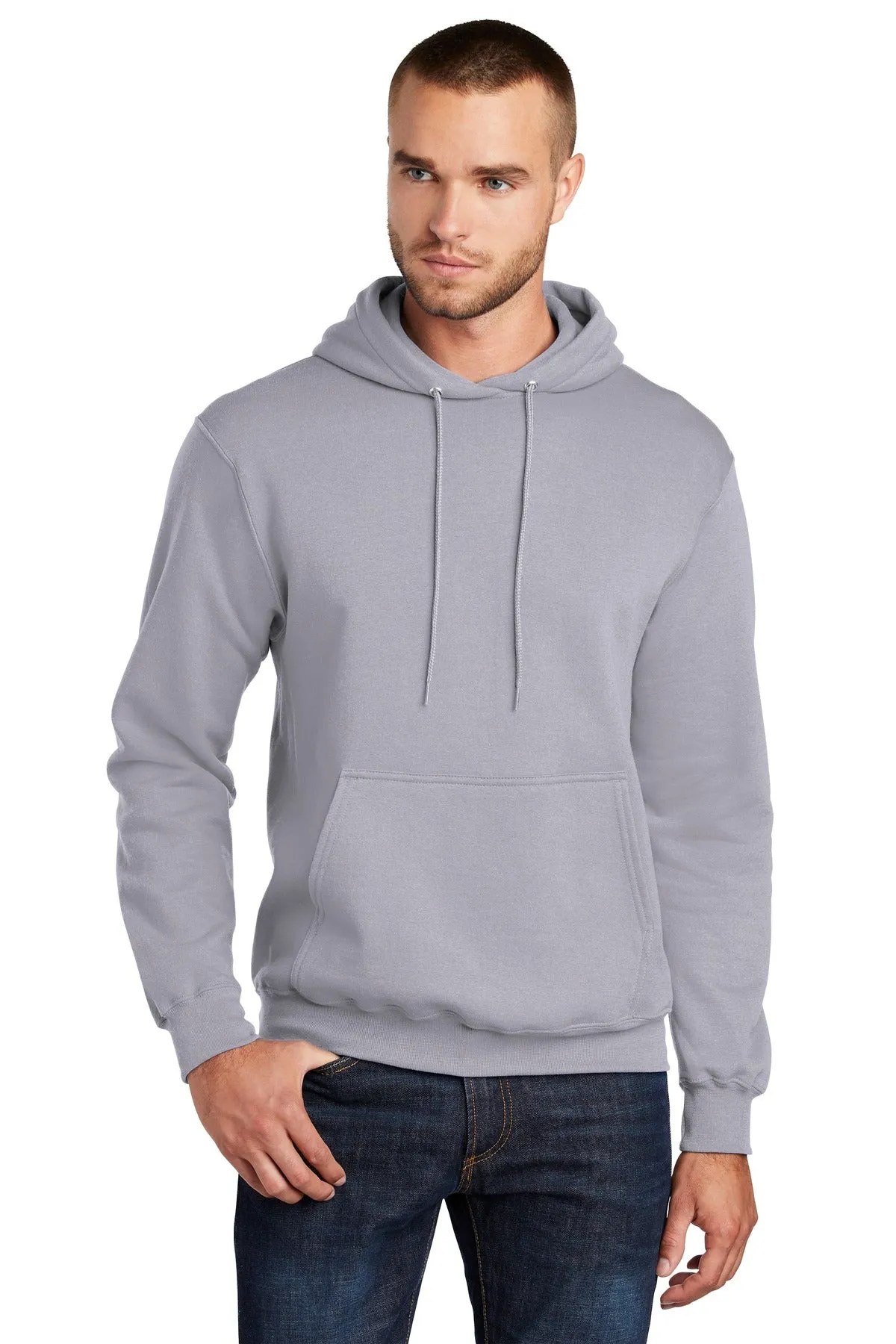 Port & Company Core Fleece Pullover Hooded Sweatshirt. PC78H Silver