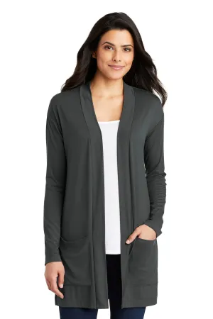 Port Authority  Women's Concept Long Pocket Cardigan . LK5434 Grey Smoke