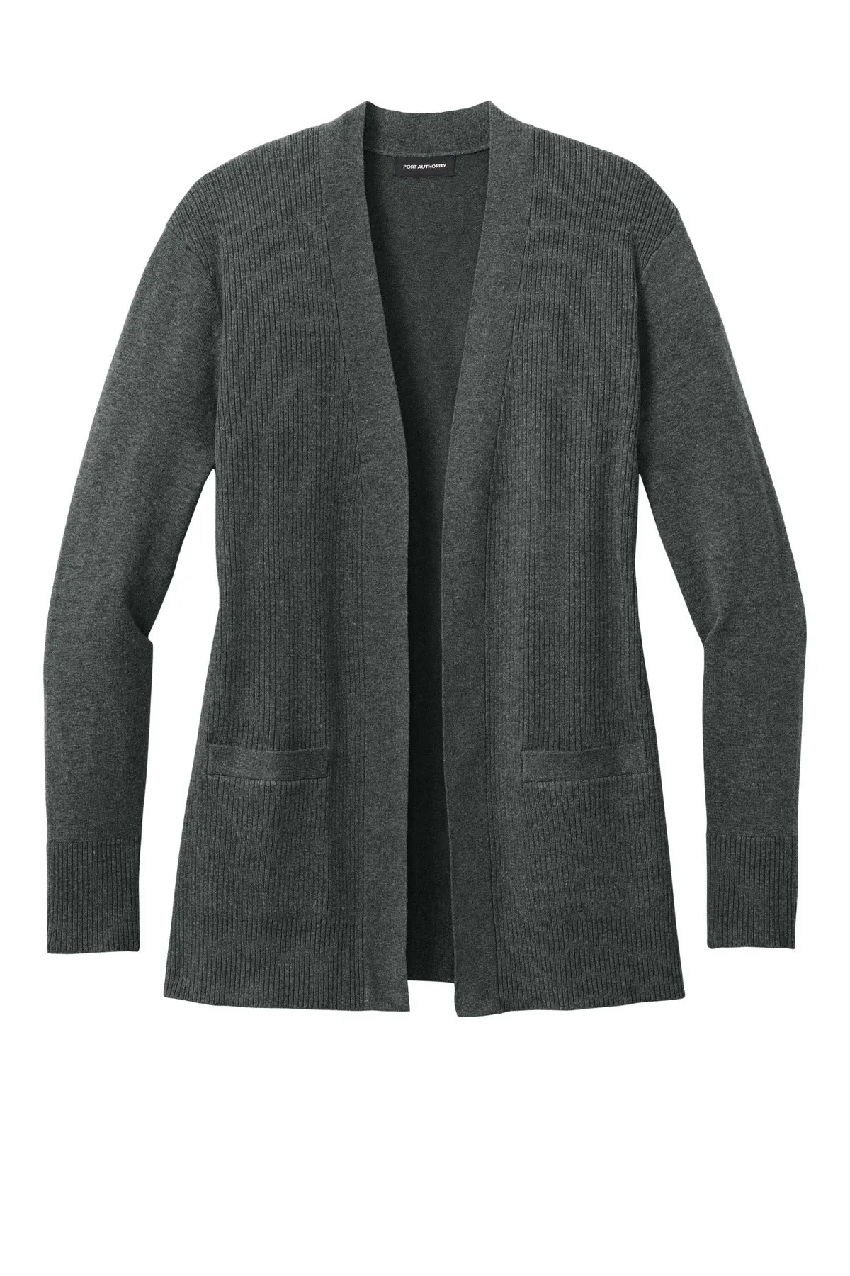 Port Authority Women's Easy Care Open-Front Cardigan Sweater LSW2890 Charcoal Heather