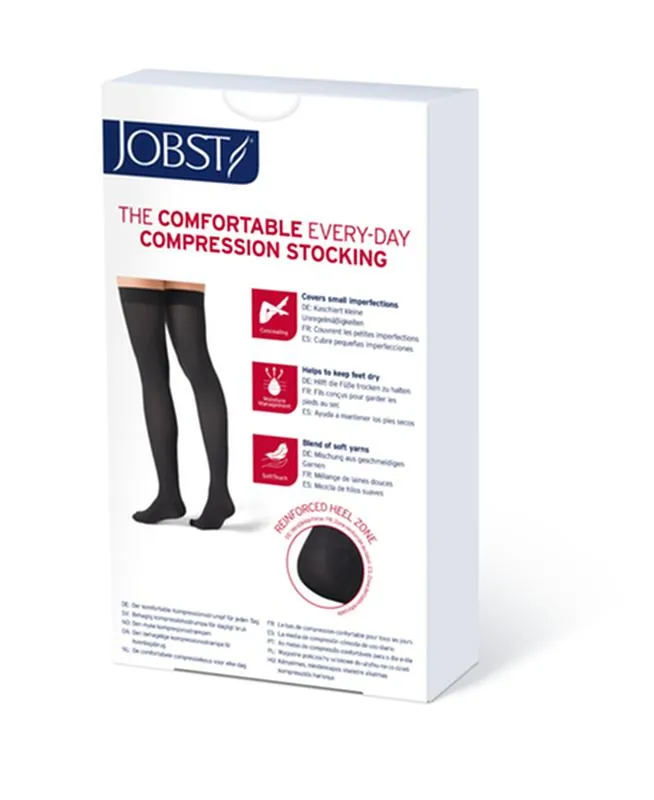 PR/1 JOBST OPAQUE WOMEN, THIGH HIGH W/SIL DOT BAND, 20-30MMHG, LG, HONEY, OPEN TOE