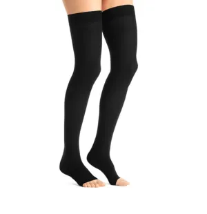 PR/1 JOBST OPAQUE WOMEN, THIGH HIGH W/SIL DOT BAND, 20-30MMHG, XL, BLACK, OPEN TOE