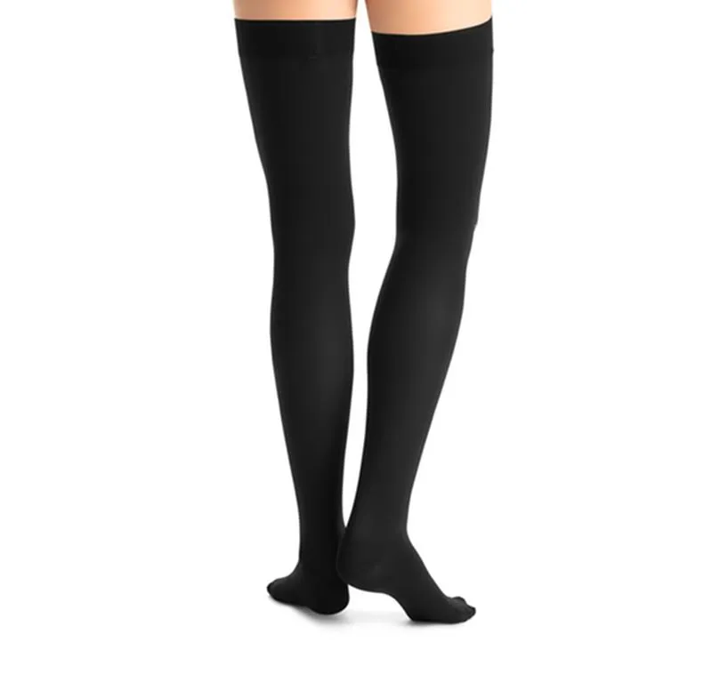 PR/1 JOBST OPAQUE WOMEN, THIGH HIGH W/SIL DOT BAND, 20-30MMHG, XL, CLASSIC BLACK, CLOSED TOE