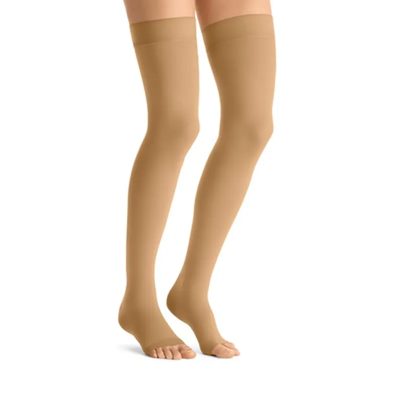 PR/1 JOBST OPAQUE WOMEN, THIGH HIGH W/SIL DOT BAND, 20-30MMHG, XL, HONEY, OPEN TOE