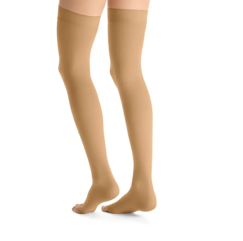PR/1 JOBST OPAQUE WOMEN, THIGH HIGH W/SIL DOT BAND, 20-30MMHG, XL, HONEY, OPEN TOE