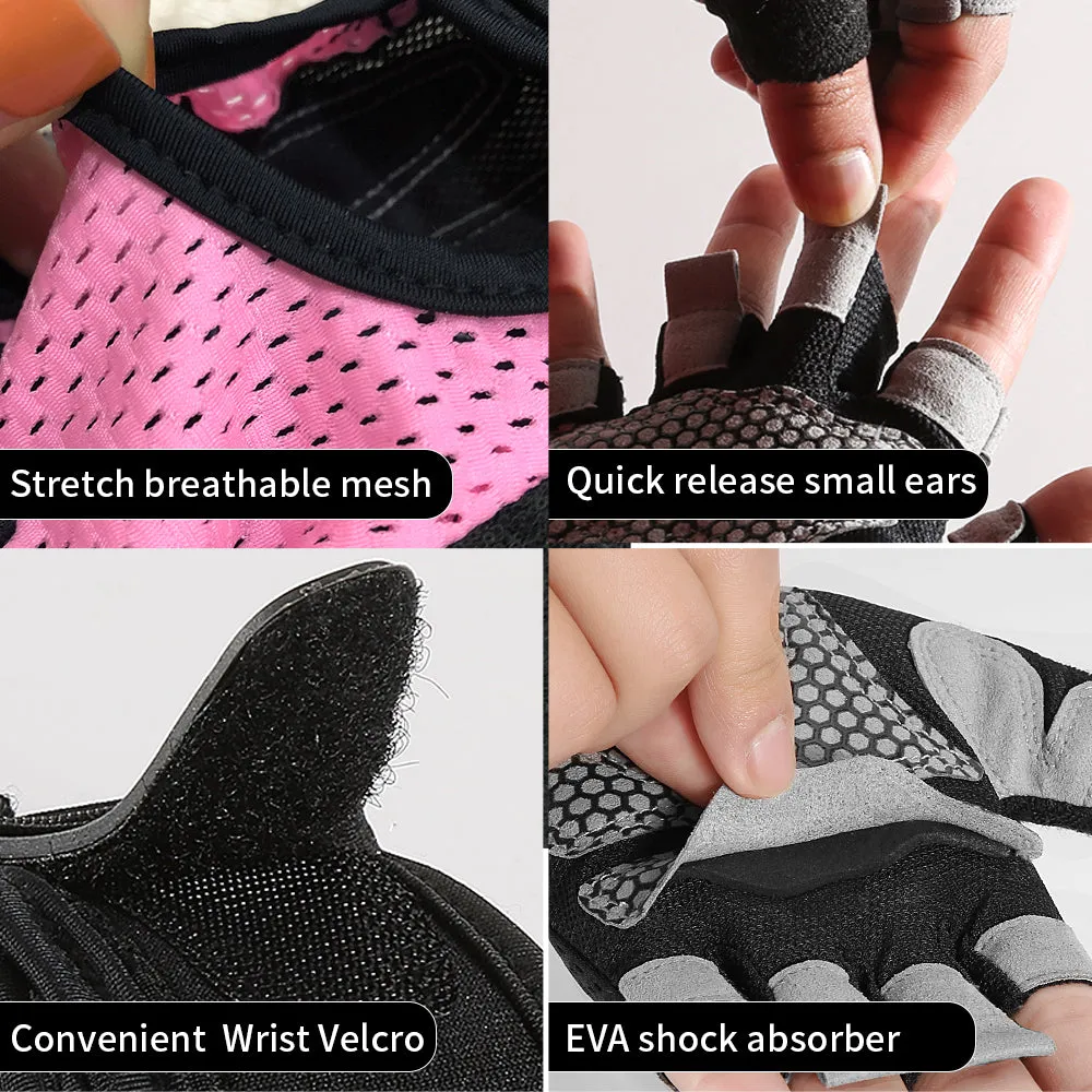 Premium Half Finger Gloves for Gym & Cycling - Anti-Slip Gel Pad Workout Gloves for Men & Women, Fingerless Fitness Gloves, Bicycle Accessories