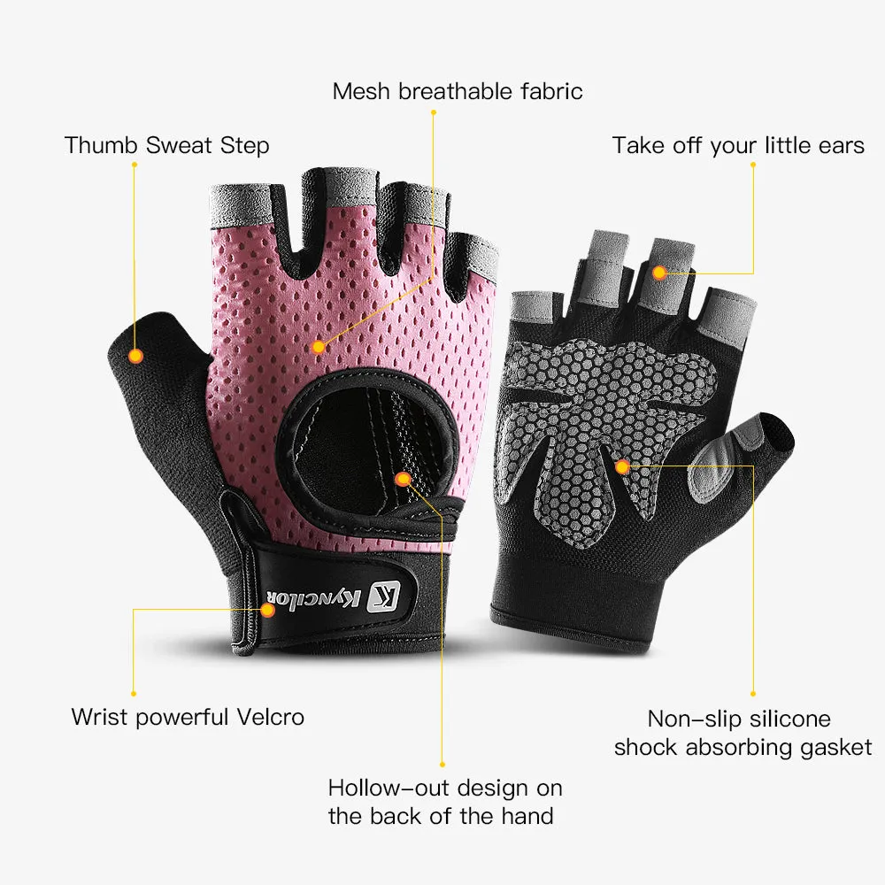 Premium Half Finger Gloves for Gym & Cycling - Anti-Slip Gel Pad Workout Gloves for Men & Women, Fingerless Fitness Gloves, Bicycle Accessories