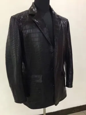 Preorder Nubuck Crocodile  Leather Blazer Beige