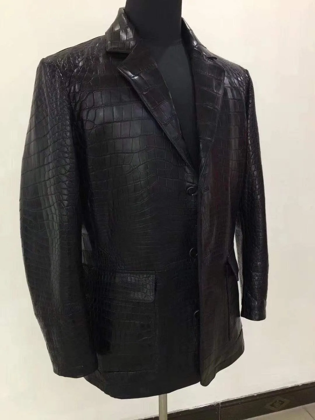 Preorder Nubuck Crocodile  Leather Blazer Beige