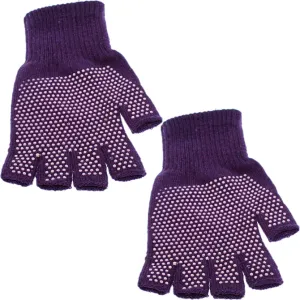 Purple Dotted Fingerless Mitten Gloves