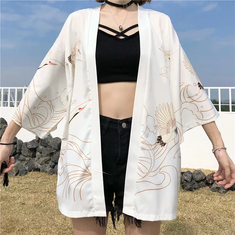 "BLACK/WHITE CRANE" CARDIGAN N041903