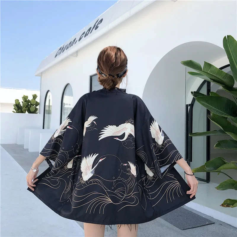 "BLACK/WHITE CRANE" CARDIGAN N041903