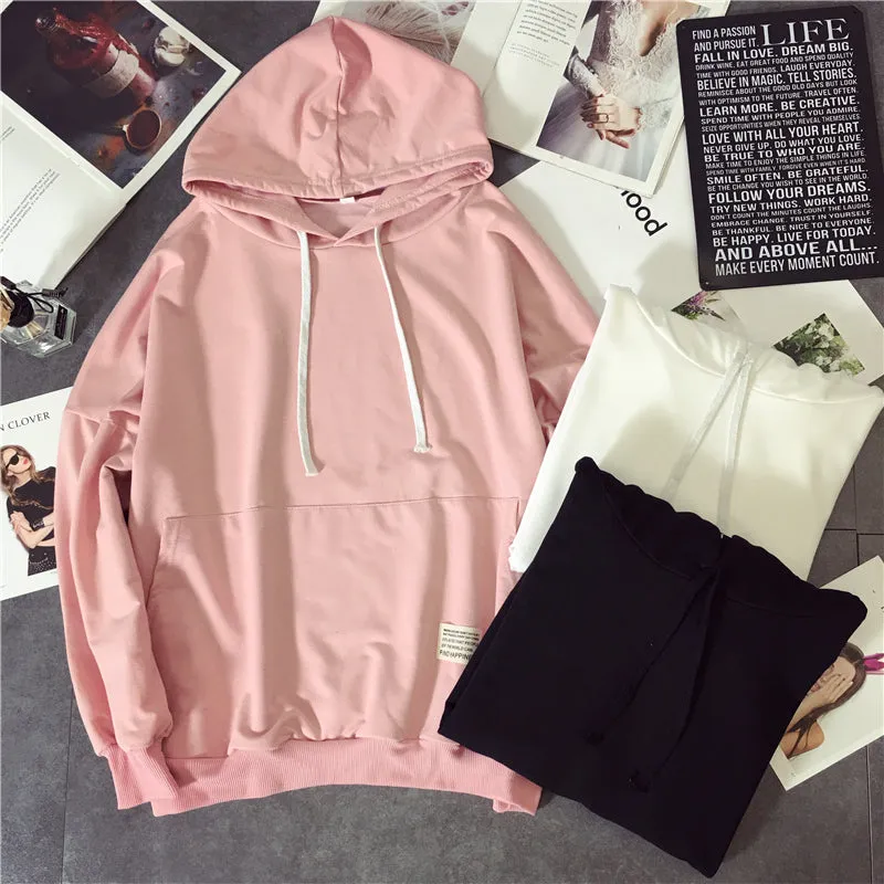 "FIND HAPPINESS" SOLID COLOR HOODIES K072404