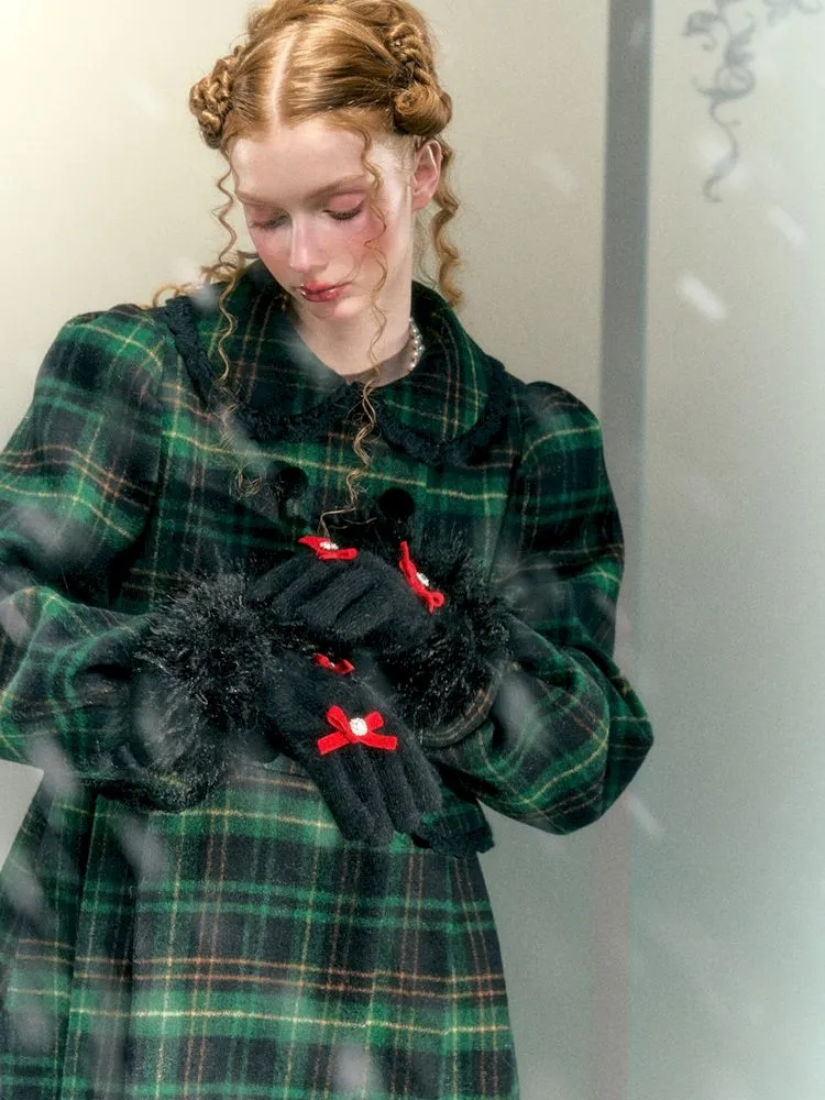 rabbit fur warm fingerless gloves
