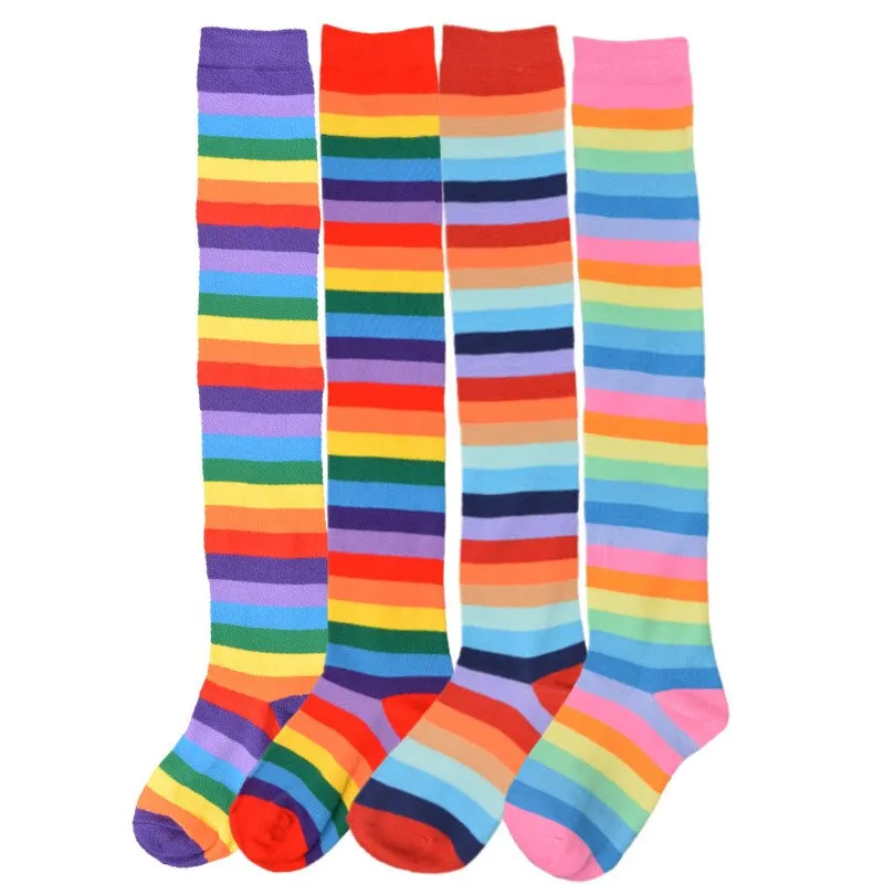 Rainbow Over-the-Knee High Socks
