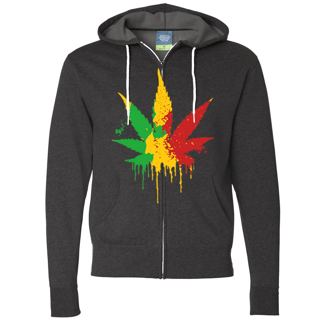 Rasta Pot Leaf Zip-Up Hoodie