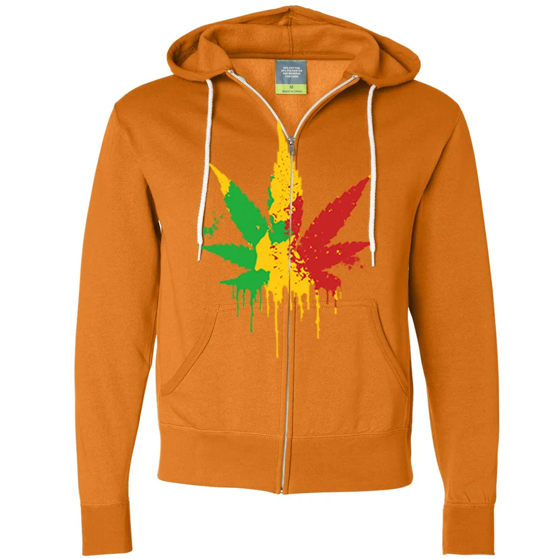 Rasta Pot Leaf Zip-Up Hoodie