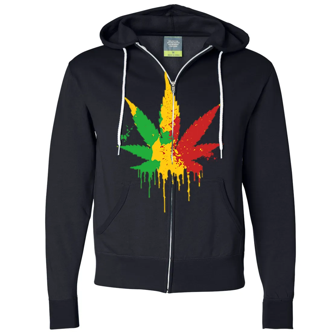 Rasta Pot Leaf Zip-Up Hoodie