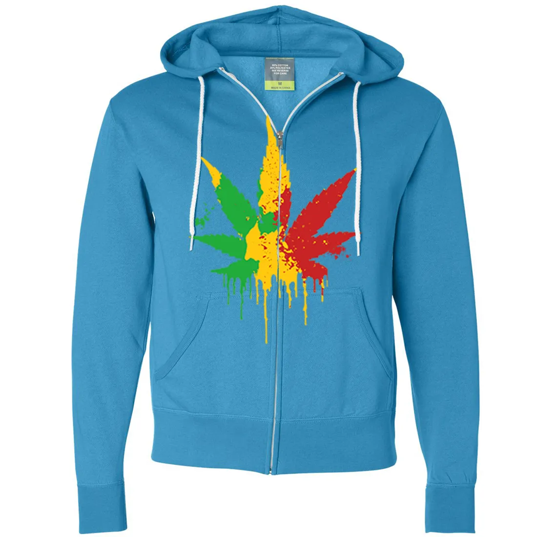 Rasta Pot Leaf Zip-Up Hoodie