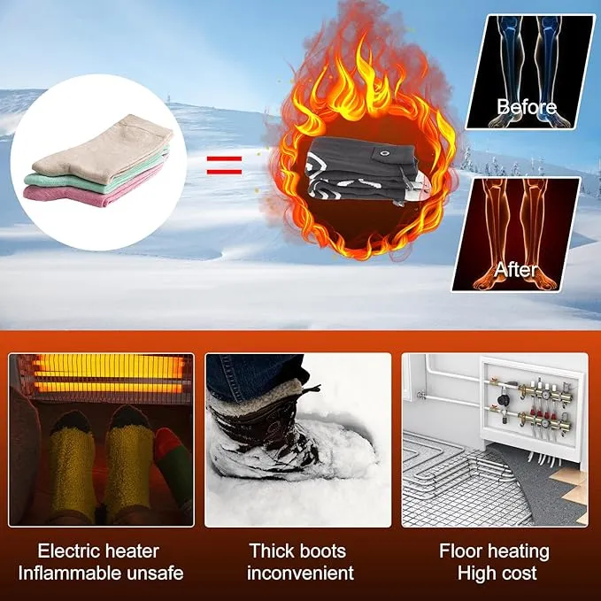 Rechargeable Heated Socks for Women and Men, Electrical Heating Socks with 4500mAh Battery 3 Adjustable Temperature for Outdoor Riding Camping Hiking Motorcycle Skiing