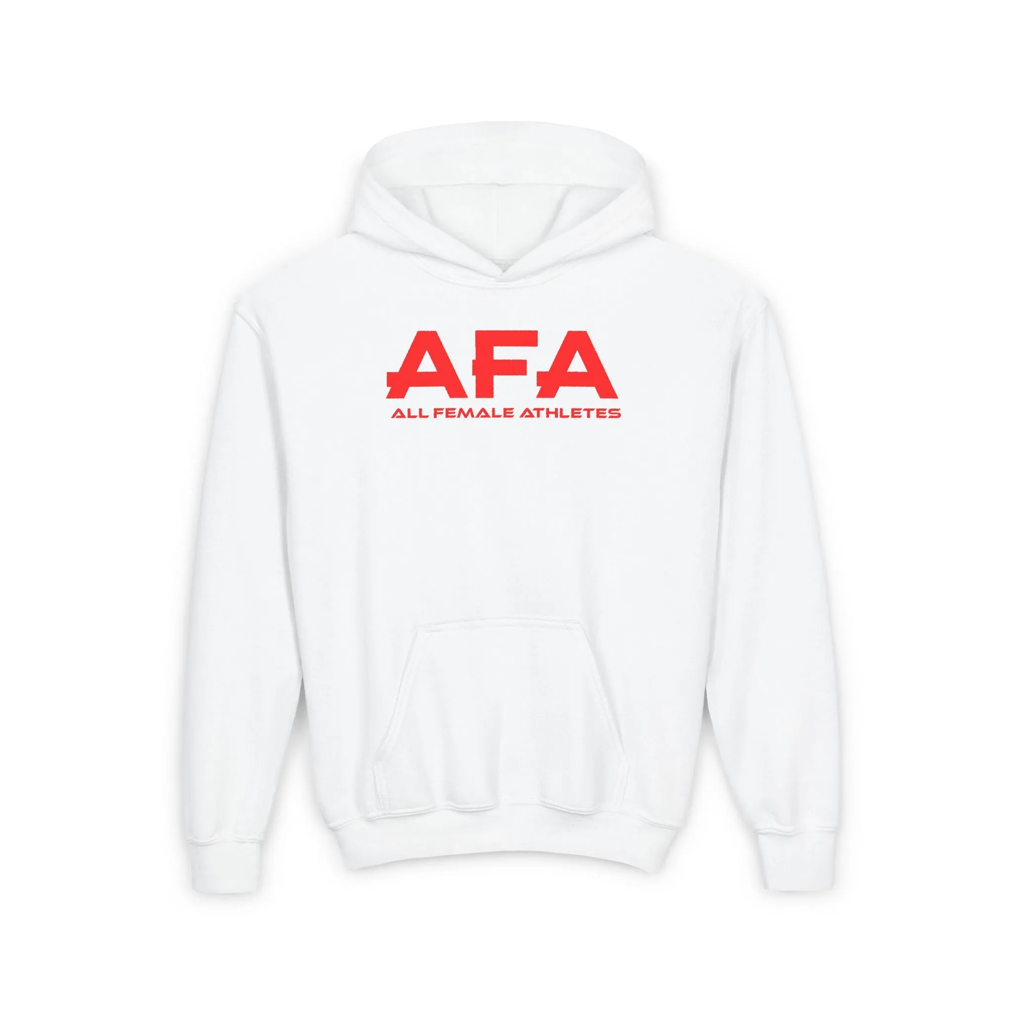 Red All Female Athletes Youth Heavy Blend Hooded Sweatshirt
