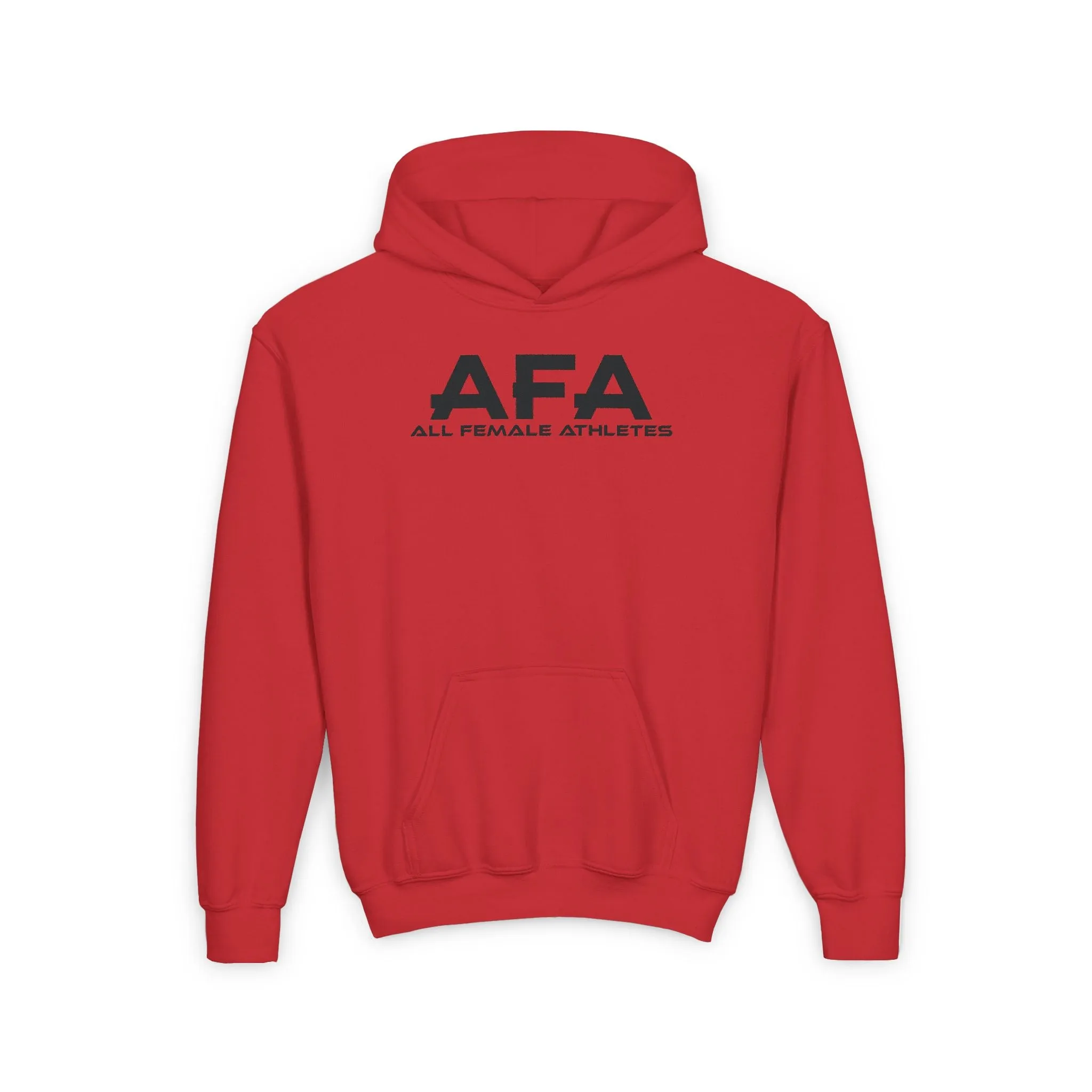 Red All Female Athletes Youth Heavy Blend Hooded Sweatshirt
