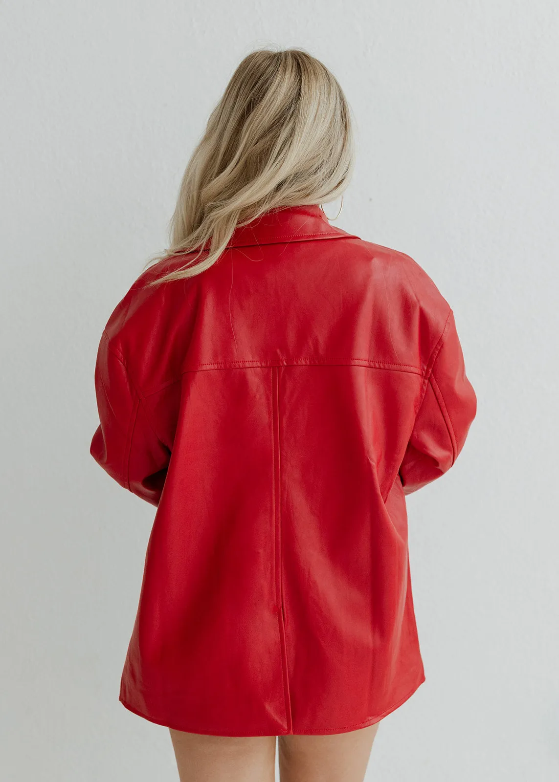 Red Faux Leather Jacket