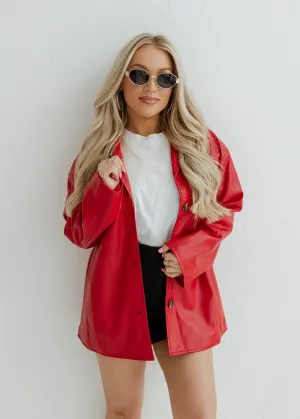 Red Faux Leather Jacket
