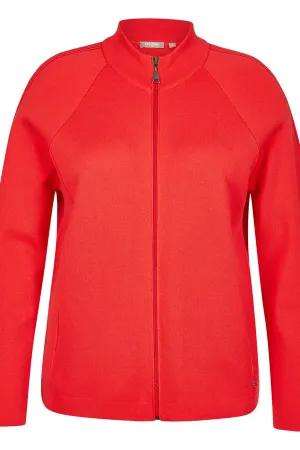RED ZIPPED CARDIGAN