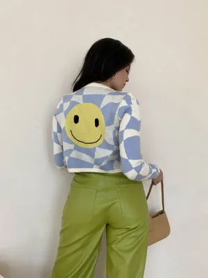 Retro Smiley Knit Cardigan