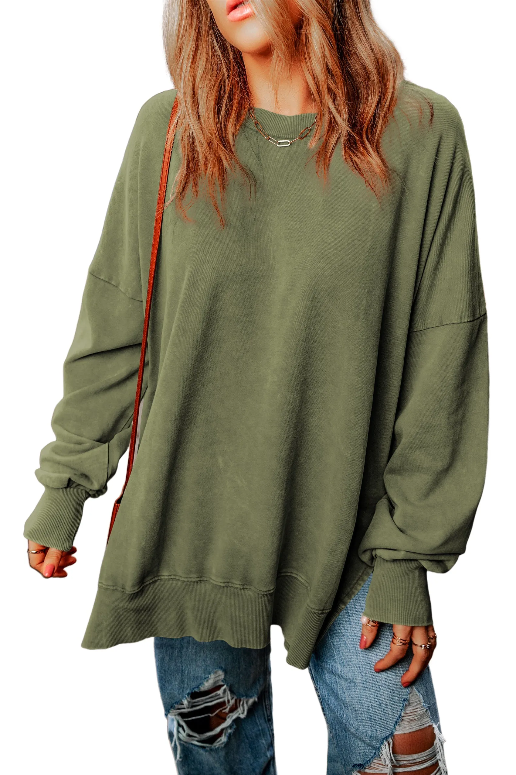 Ribbed Trim Oversized Sweatshirt