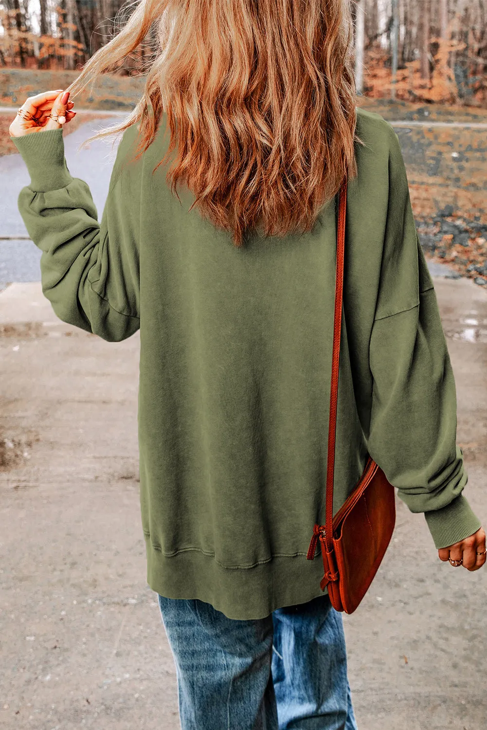 Ribbed Trim Oversized Sweatshirt