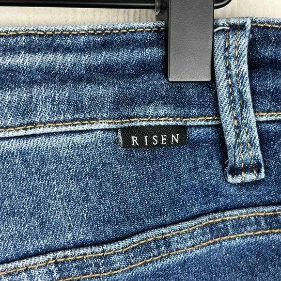 RISEN Jeans Womens 15/32 Blue High Rise Front Patch Pocket Flare Boho NWT