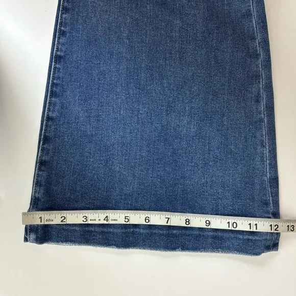 RISEN Jeans Womens 15/32 Blue High Rise Front Patch Pocket Flare Boho NWT