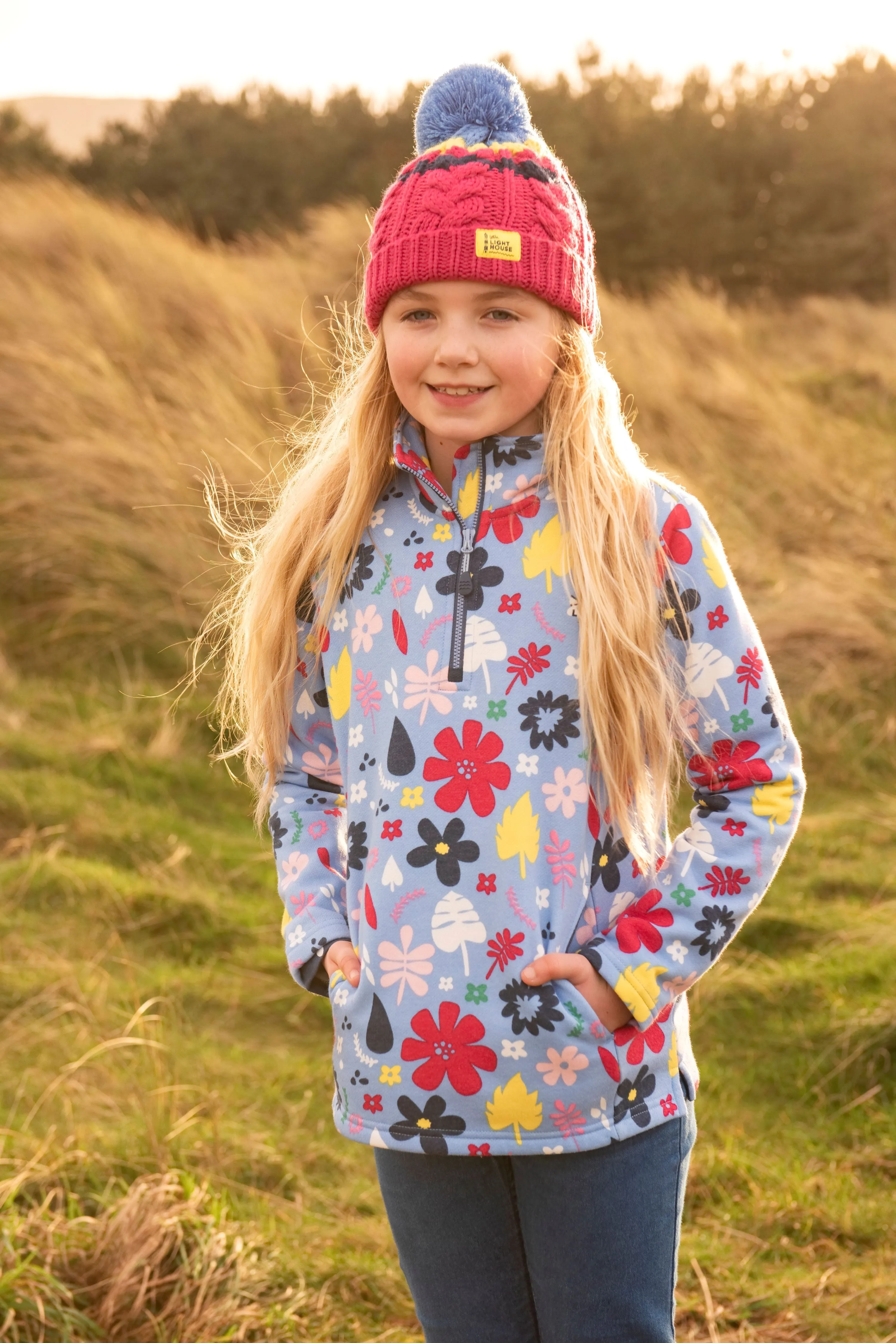Robyn Girls Half Zip Jersey - Floral Print