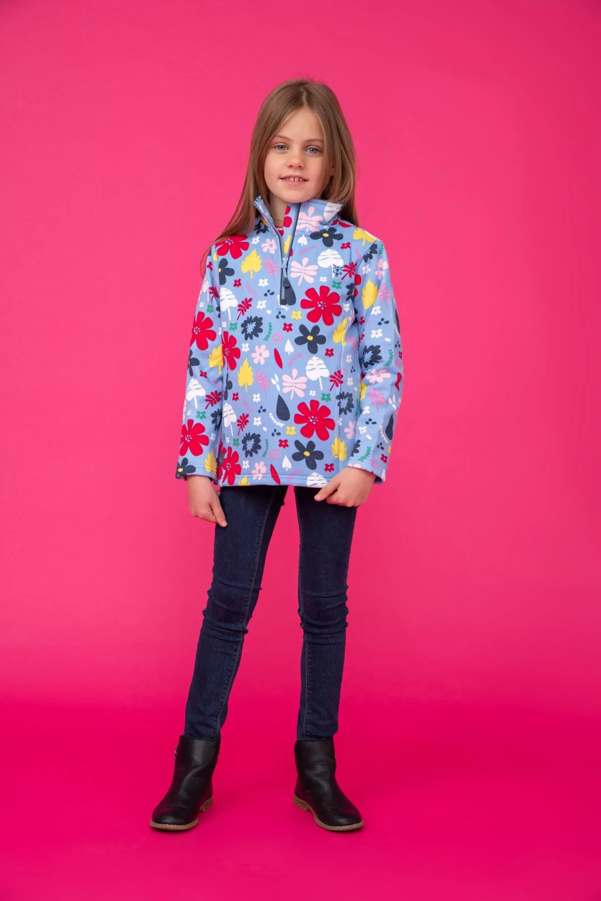 Robyn Girls Half Zip Jersey - Floral Print