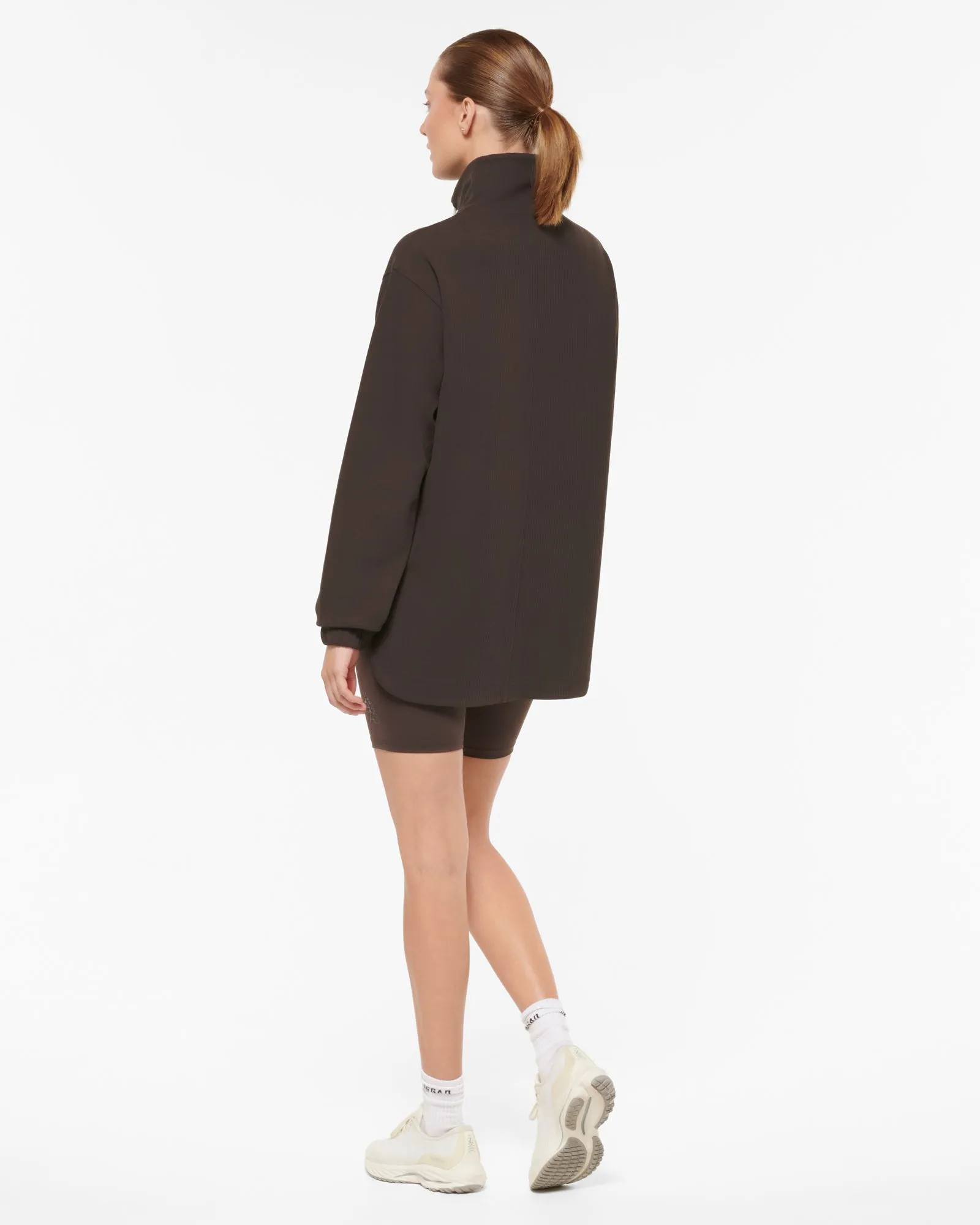RUE LONGLINE HALF-ZIP SCUBA SWEATER COFFEE BEAN