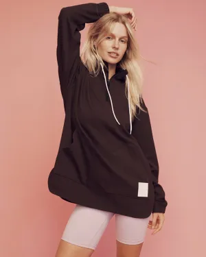 RUE LONGLINE HALF-ZIP SCUBA SWEATER COFFEE BEAN