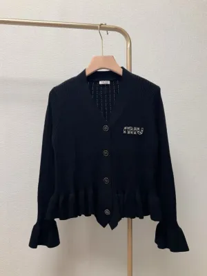 Ruffle Hem Knit Cardigan