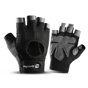 S Black Fingerless Sports Gloves ‚Äì Non-Slip Silicone Palm Pads for Cycling, Weightlifting, and Fitness Training