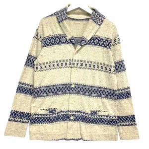 [S] Kapital Border Pattern Shawl Collar Button Front Cardigan