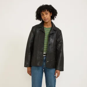Saga Leather Blazer Black