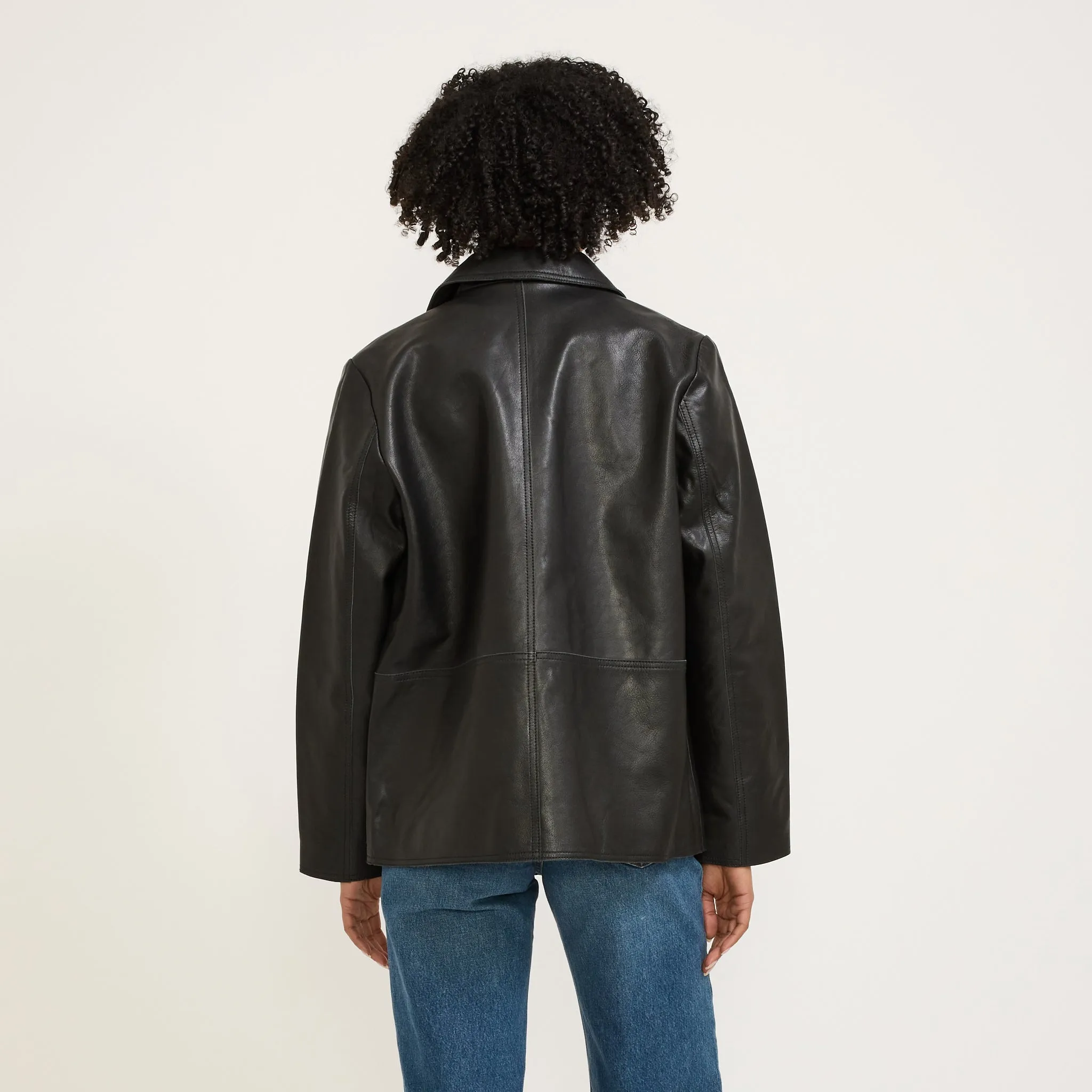 Saga Leather Blazer Black