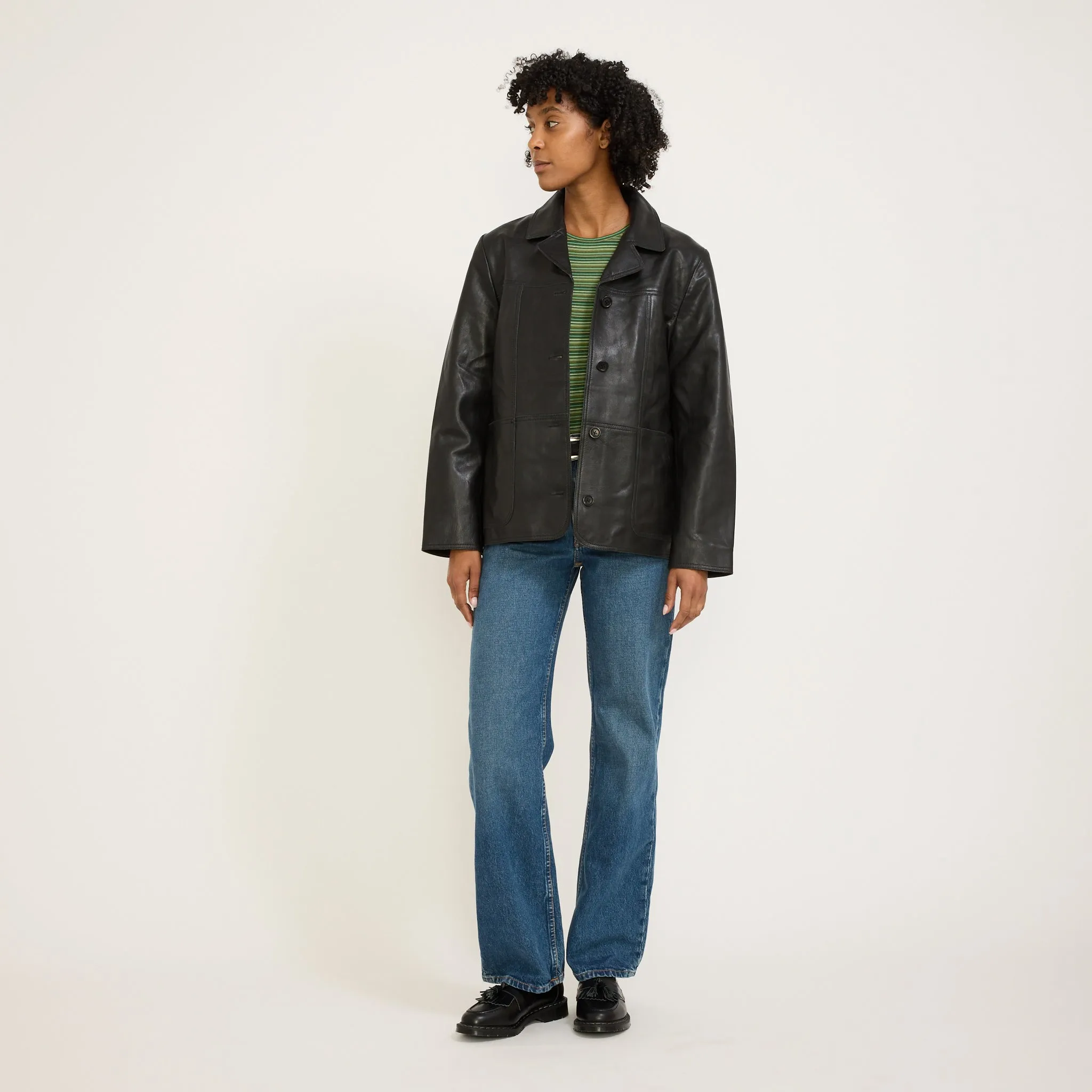 Saga Leather Blazer Black