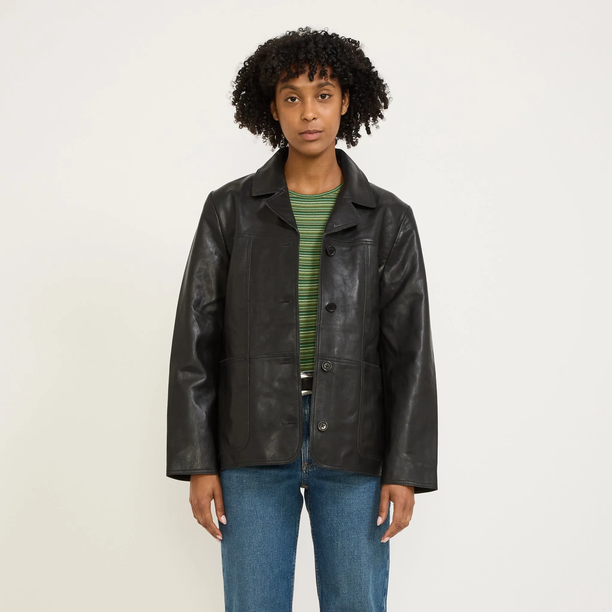 Saga Leather Blazer Black