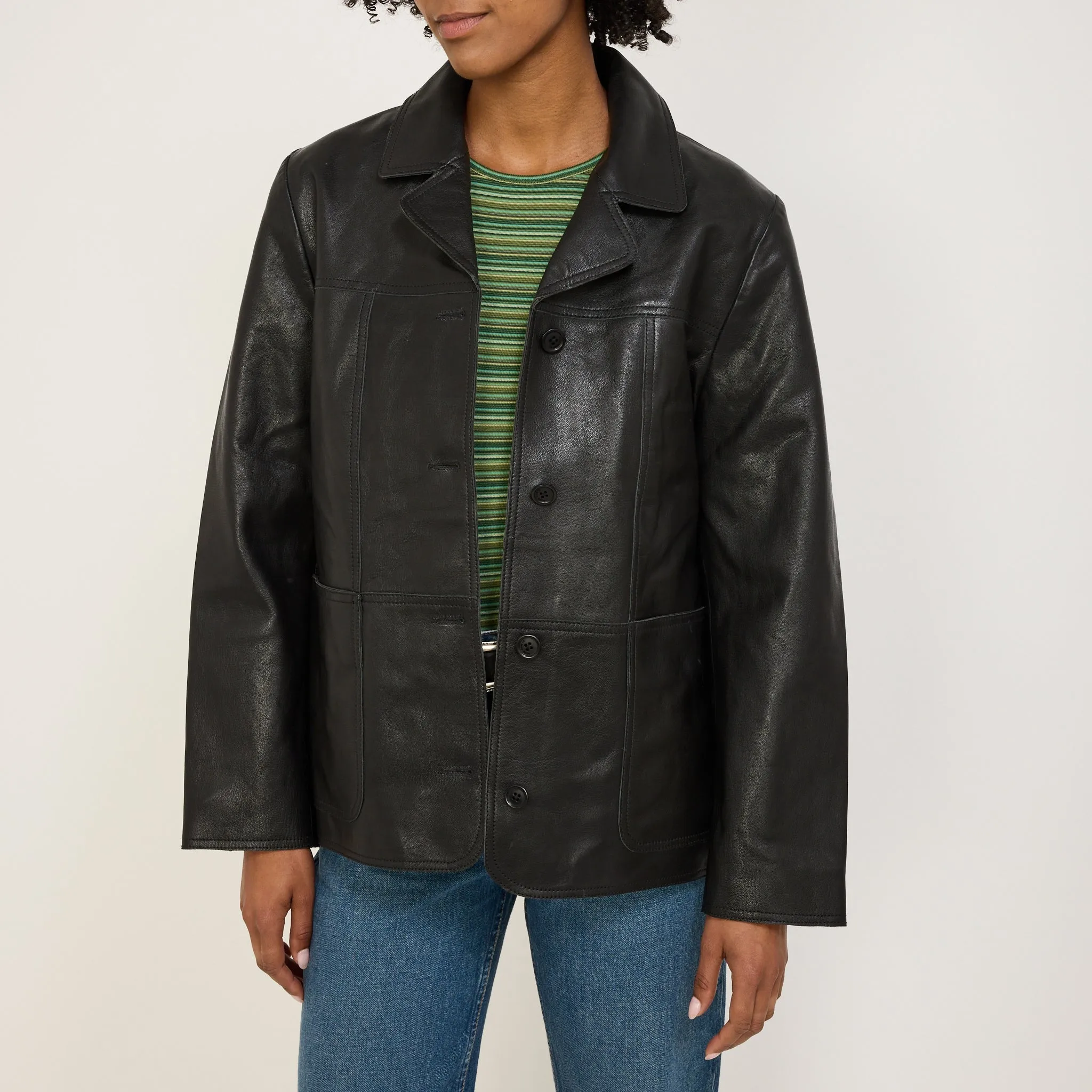 Saga Leather Blazer Black